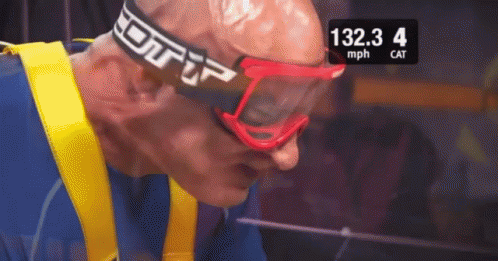 A Man Wearing Goggles And A Headband That Says ' Scott ' On It GIF