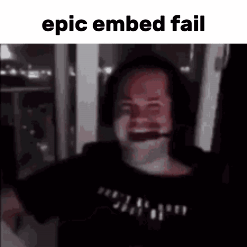 A Man Wearing Headphones And A Black Shirt With The Words Epic Embed Fail Written Above Him GIF