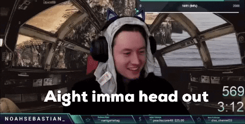 A Man Wearing Headphones And A Cat Ear Hat Says Aight Imma Head Out GIF