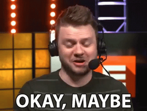 A Man Wearing Headphones And A Microphone Is Saying Okay Maybe . GIF