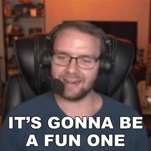 A Man Wearing Headphones And A Microphone Says " It 'S Gonna Be A Fun One " GIF