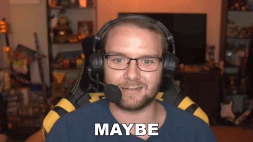 A Man Wearing Headphones And A Microphone Says " Maybe " GIF