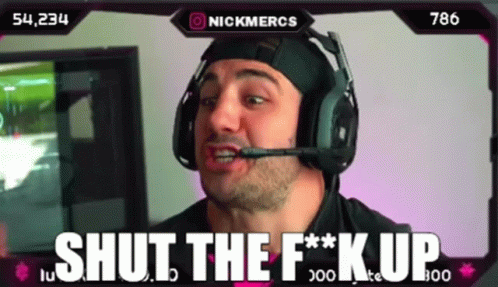 A Man Wearing Headphones And A Microphone Says Shut The F ** K Up GIF