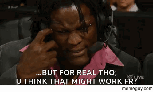 A Man Wearing Headphones And A Pink Shirt Says But For Real Tho GIF