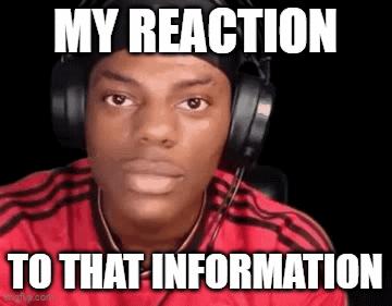 A Man Wearing Headphones And A Red Shirt Is Making A Funny Face And Saying `` My Reaction To That Information '' . GIF