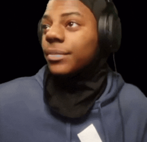 a man wearing headphones and a scarf around his head
