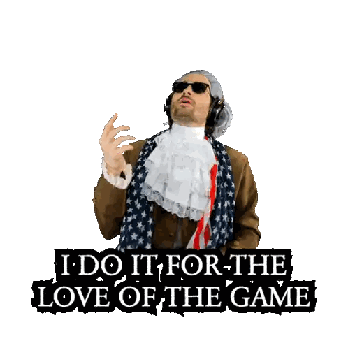 a man wearing headphones and a scarf says " i do it for the love of the game "