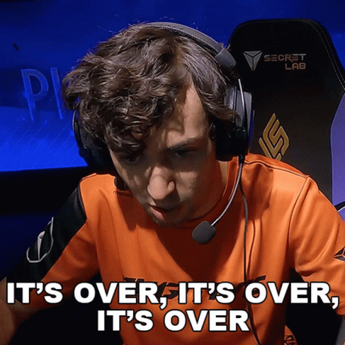 A Man Wearing Headphones And A Secret Lab Chair Says It 'S Over GIF