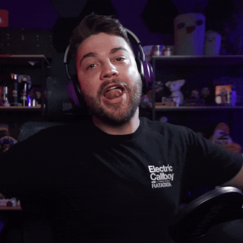 Man Wearing Headphones And Electric Callboy Shirt GIF