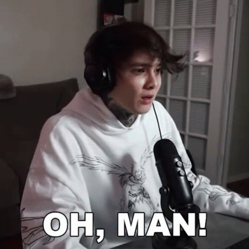 A Man Wearing Headphones And A White Hoodie Says Oh Man GIF