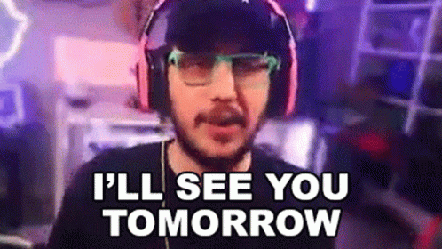 A Man Wearing Headphones And Glasses Is Saying `` I 'Ll See You Tomorrow '' GIF