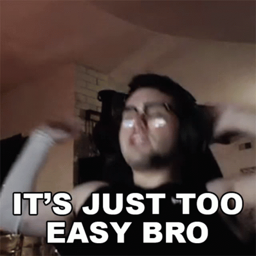 A Man Wearing Headphones And Glasses Is Saying It 'S Just Too Easy Bro . GIF