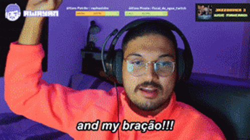 A Man Wearing Headphones And Glasses Says And My Bracao GIF