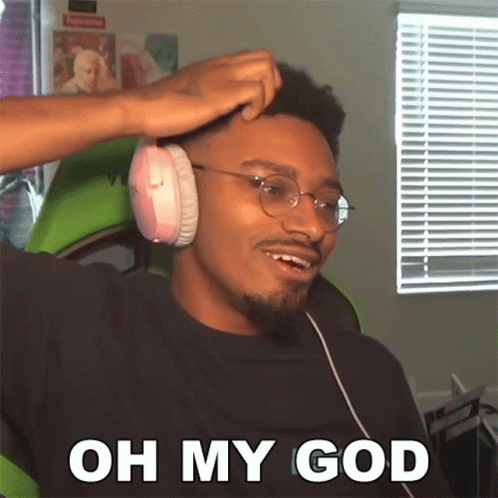 A Man Wearing Headphones And Glasses Says " Oh My God " GIF
