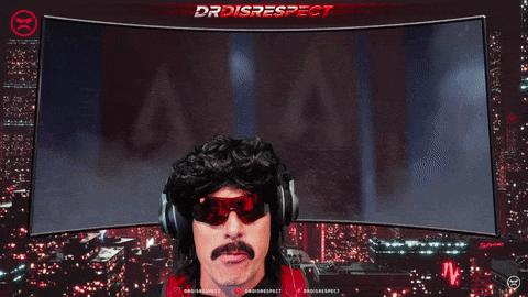 A Man Wearing Headphones And Sunglasses Is Standing In Front Of A Screen That Says Drdisrespect GIF