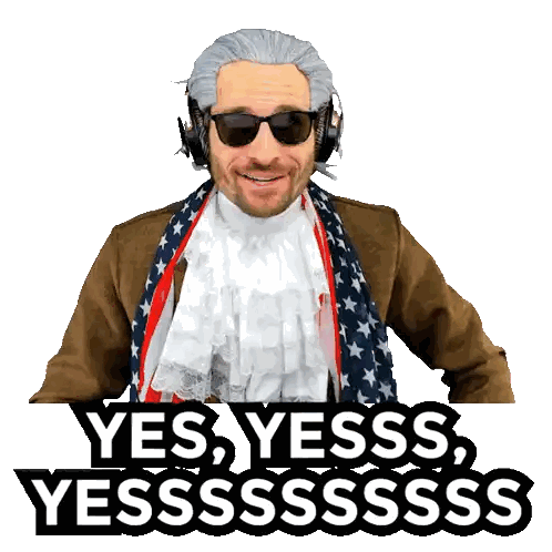 a man wearing headphones and sunglasses says yes yesss yessssss