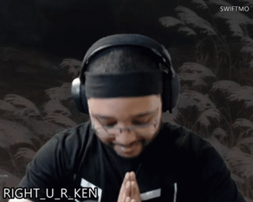 A Man Wearing Headphones Has The Name Right_u_r_ken Written On His Face GIF