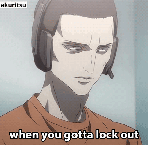 A Man Wearing Headphones Has The Words When You Gotta Lock Out Below Him GIF