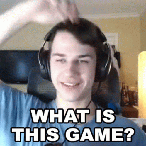 A Man Wearing Headphones Is Asking What Is This Game . GIF