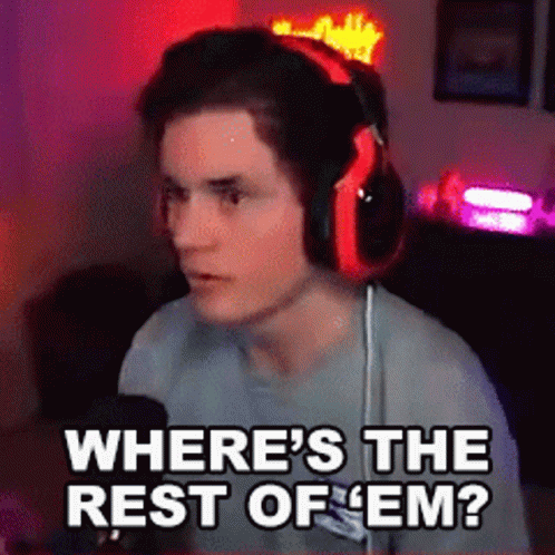 A Man Wearing Headphones Is Asking Where 'S The Rest Of ' Em ' . GIF