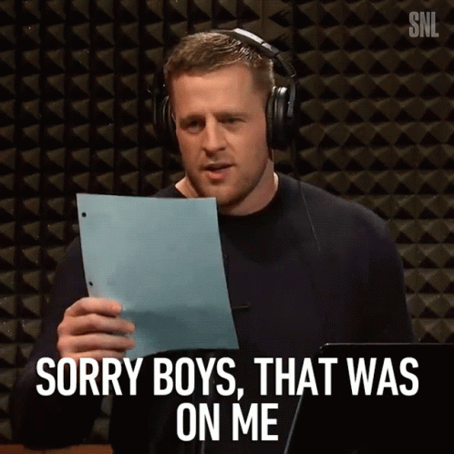 A Man Wearing Headphones Is Holding A Piece Of Paper And Saying Sorry Boys That Was On Me GIF