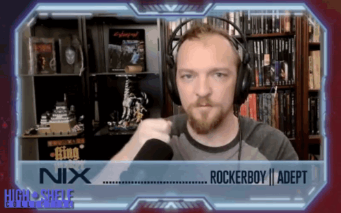A Man Wearing Headphones Is Named Nix And Rockerboy Adept GIF