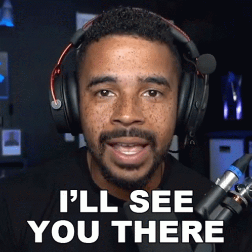 A Man Wearing Headphones Is Saying I 'Ll See You There GIF