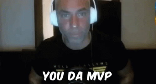 A Man Wearing Headphones Is Saying `` You Da Mvp '' While Playing A Video Game . GIF
