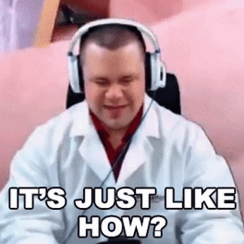 A Man Wearing Headphones Is Sitting In A Chair And Saying `` It 'S Just Like How '' . GIF