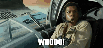 A Man Wearing Headphones Is Sitting In The Cockpit Of A Space Ship With The Words Whooo ! Above Him . GIF