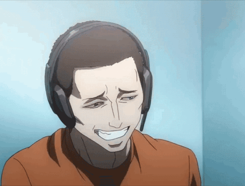 A Man Wearing Headphones Is Smiling In A Cartoon GIF
