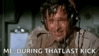 A Man Wearing Headphones Is Sweating And Says `` Me , During Thatlast Kick '' . GIF