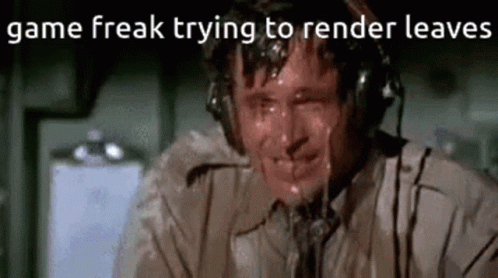 A Man Wearing Headphones Is Sweating While Playing A Video Game And Trying To Render Leaves . GIF
