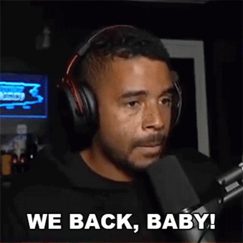 Man With Headphones Saying We Back Baby GIF