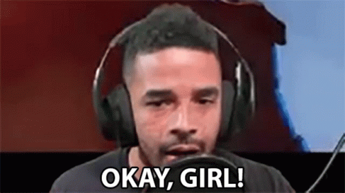 A Man Wearing Headphones Is Talking Into A Microphone And Says `` Okay , Girl ! '' GIF