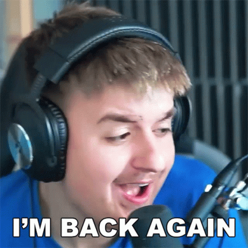 Man With Headphones Says I'm Back Again GIF