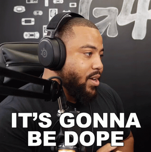 A Man Wearing Headphones Says " It 'S Gonna Be Dope " In Front Of A Microphone GIF