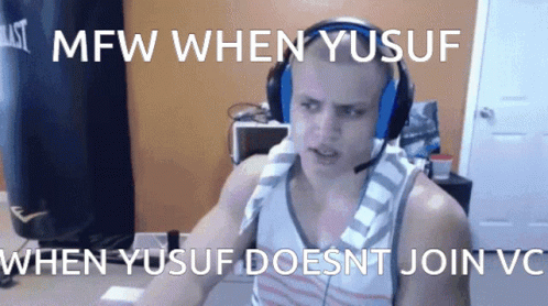 A Man Wearing Headphones Says Mfw When Yusuf When Yusuf Doesn T Join Vc GIF