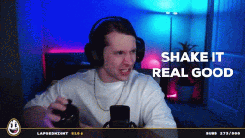 A Man Wearing Headphones Says Shake It Real Good In A Video GIF