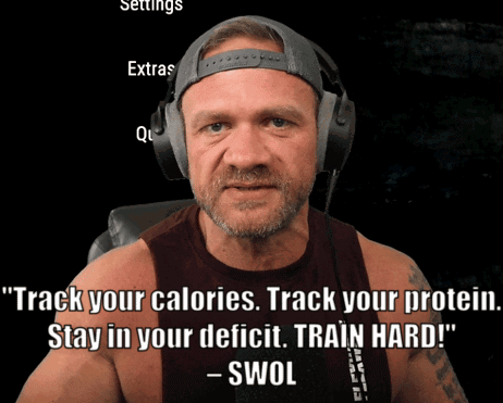 A Man Wearing Headphones Says Track Your Calories Track Your Protein Stay In Your Deficit Train Hard Swol GIF