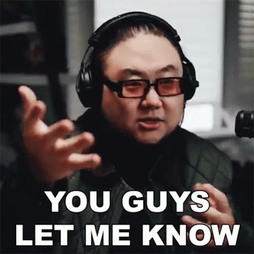 A Man Wearing Headphones Says You Guys Let Me Know GIF