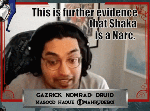 a man wearing headphones with a caption that says this is further evidence that shaka is a narco