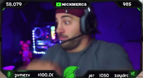 A Man Wearing Headphones With Nickmercs Written On The Top GIF