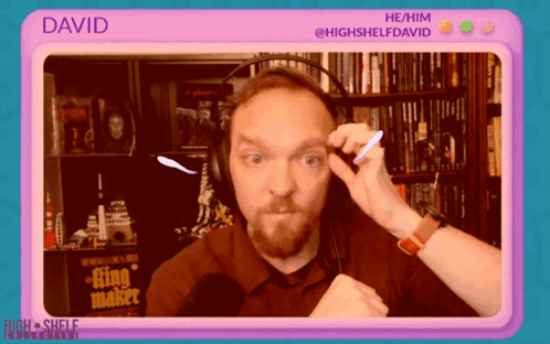 A Man Wearing Headphones With The Name David On The Screen GIF