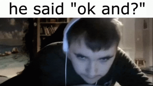 A Man Wearing Headphones With The Words He Said " Ok And " GIF