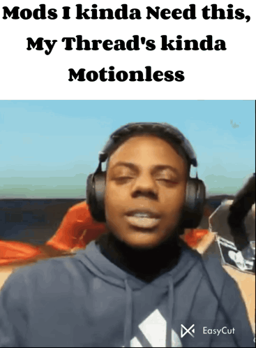 A Man Wearing Headphones With The Words Mods I Kinda Need This My Thread 'S Kinda Motionless Below Him GIF
