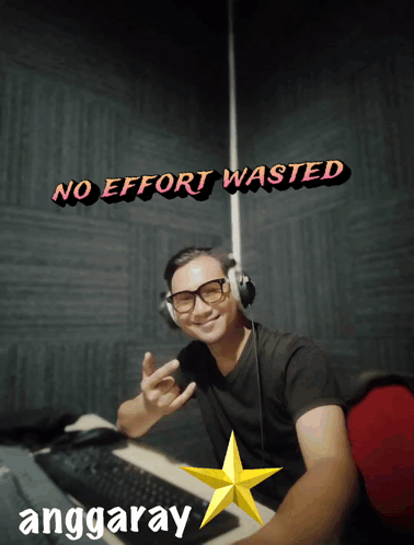 A Man Wearing Headphones With The Words No Effort Wasted Written Above Him GIF