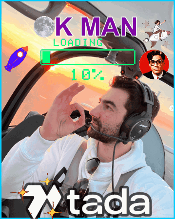 A Man Wearing Headphones With The Words Ok Man Loading 10 % On The Top GIF