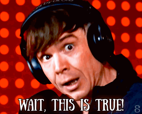 A Man Wearing Headphones With The Words Wait This Is True GIF