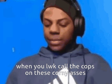 A Man Wearing Headphones With The Words When You Lwk Call The Cops On These Corny Asses GIF